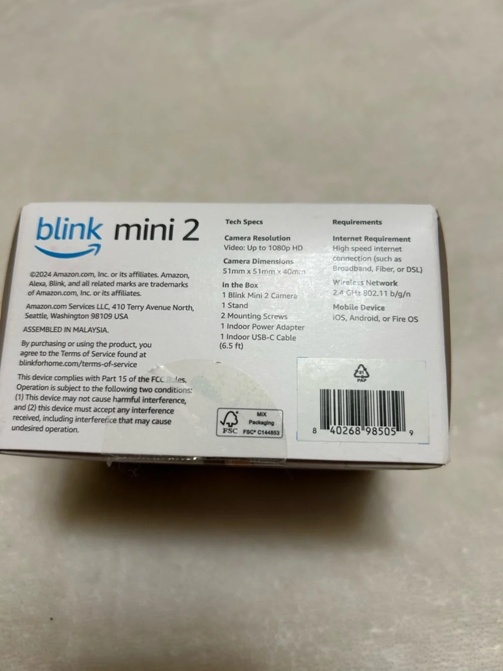 Blink Mini 2 Indoor/Outdoor Smart Security Camera - Black (Never used)